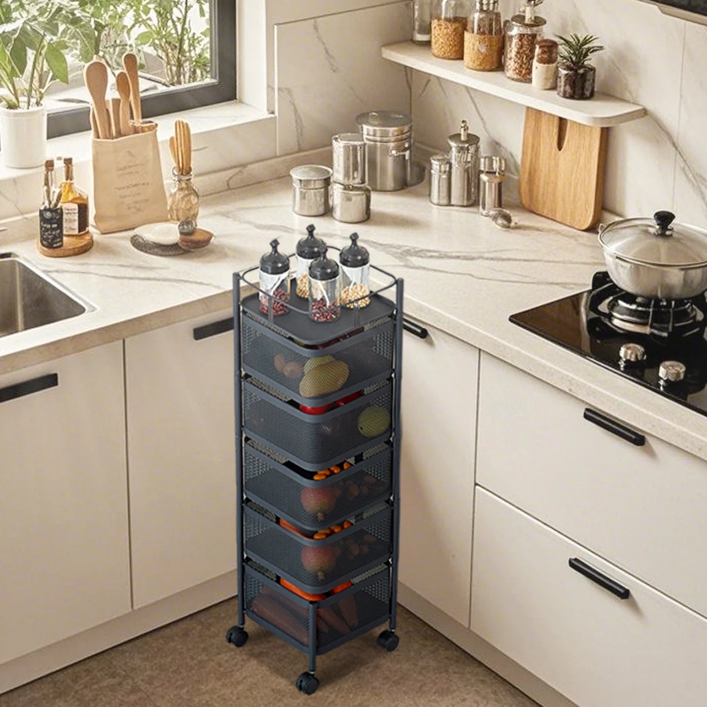 HobbyLane Five Layer 360 Degree Rotatable Trolley Storage Rack