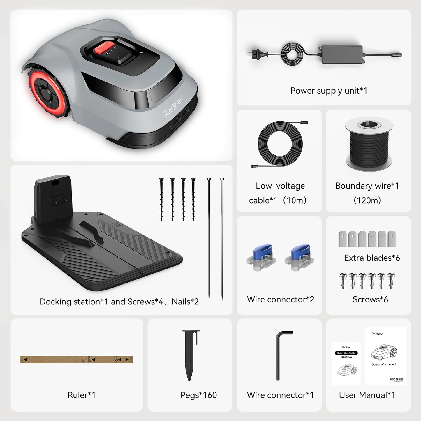 Redkey C TOF Robotic Lawn Mower MGC800 MGC1000 Cable Break Detection App Control Automatic Cutting