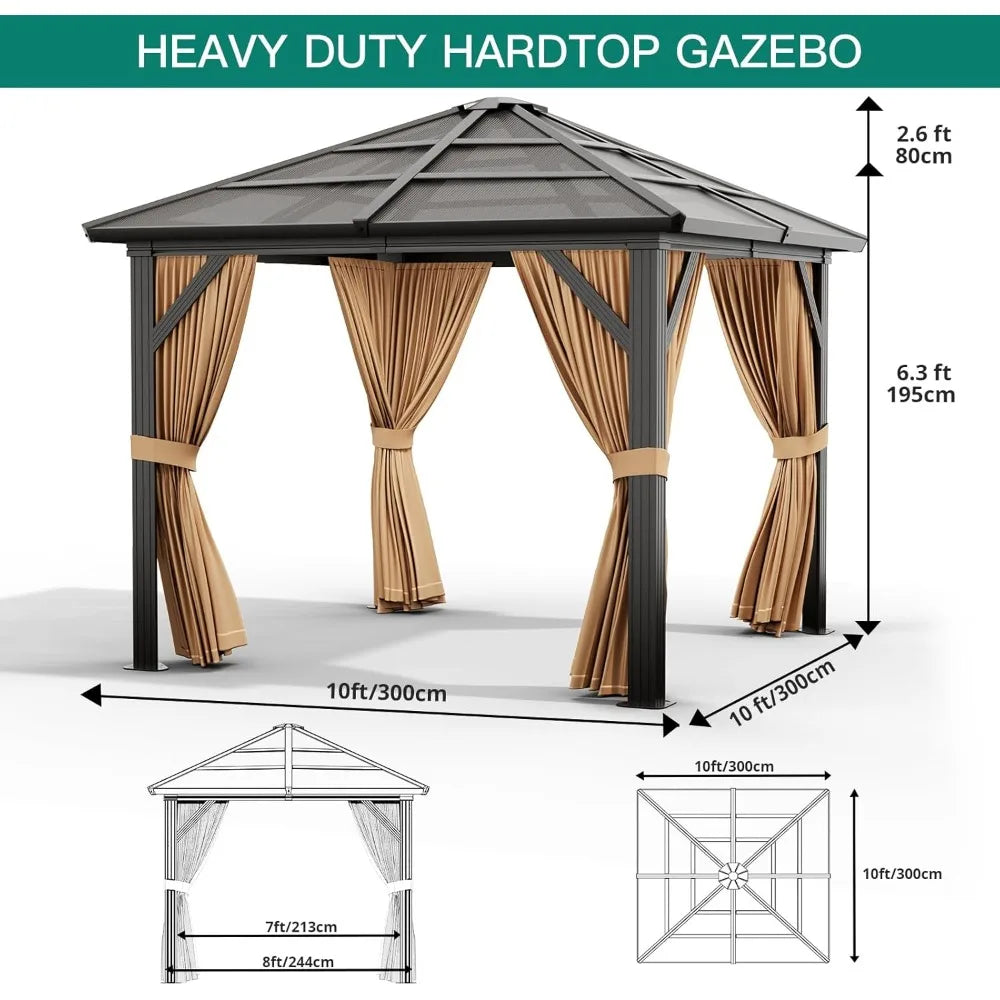 GAOMON Gazebo Hardtop Outdoor Patio Shelter Aluminum Frame