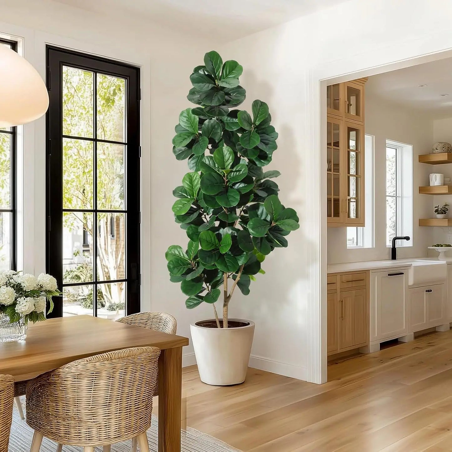 HiMISS Fiddle Leaf Fig Tree Artificial In White Planter Pot