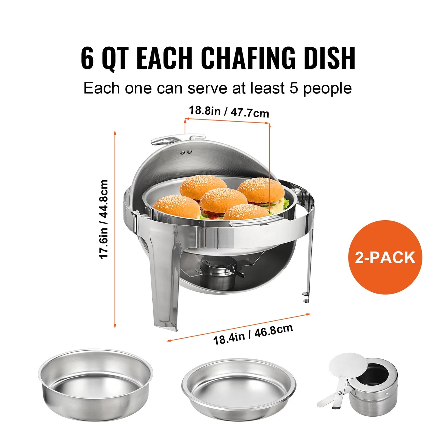 SucceBuy Roll Top Chafing Dish Buffet Set Stainless Steel Chafer
