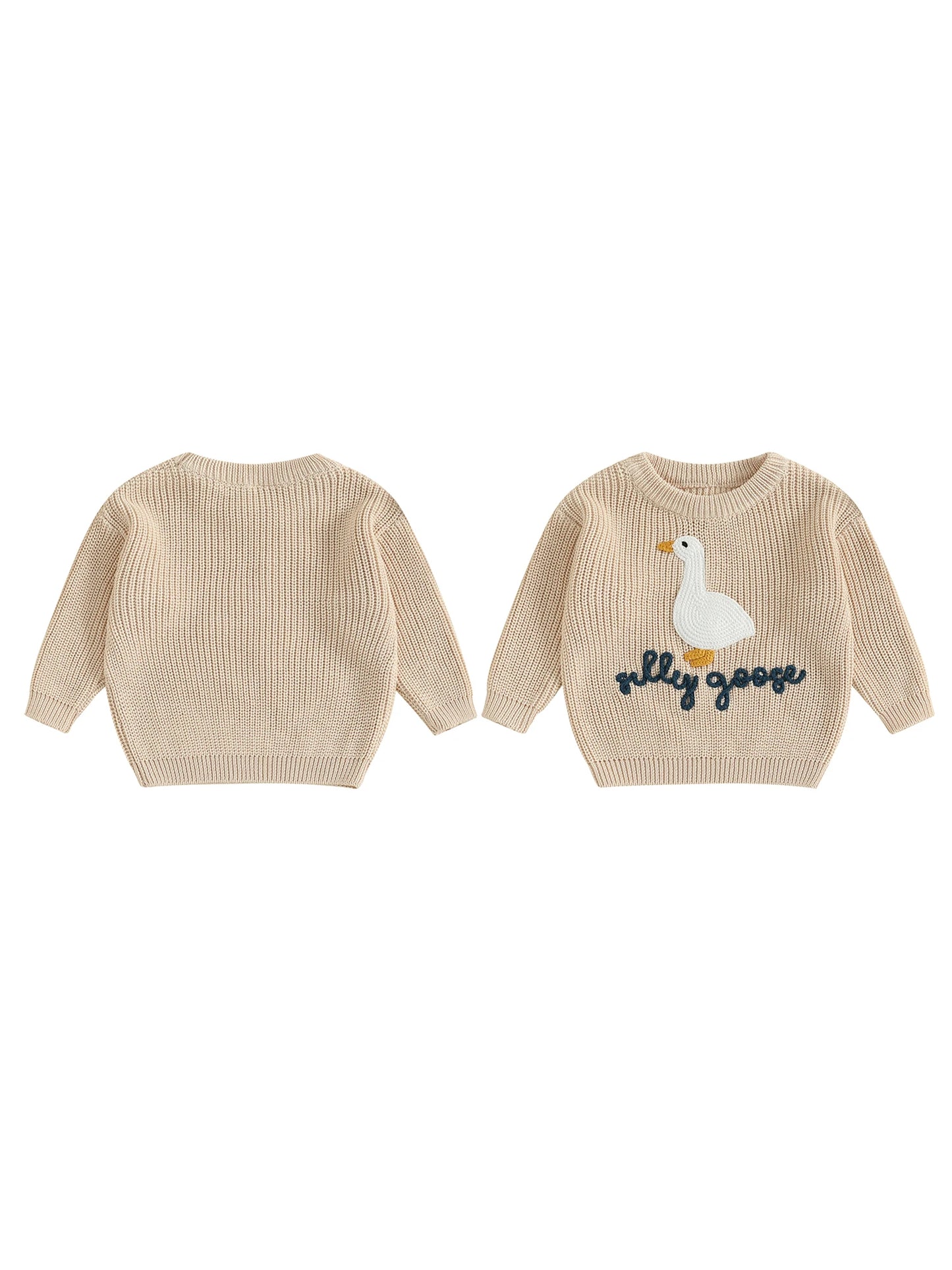 Infant Toddler Duck Sweater Unisex Embroidered Crewneck Knit Top