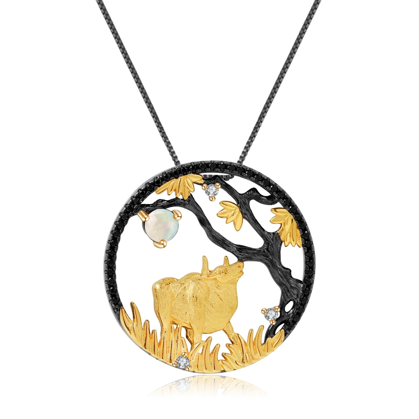 Gem's Ballet 925 Sterling Silver Dragon Pendant Necklace Topaz