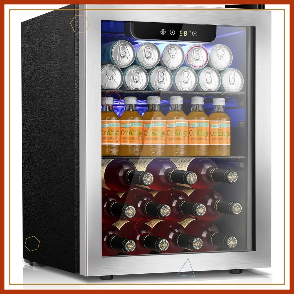 Mini Beverage Fridge With Glass Door And Digital Temperature Control