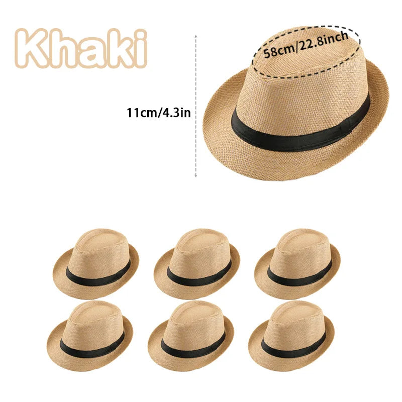 XMSJ Straw Fedora Hat Unisex Panama Rollup Wedding