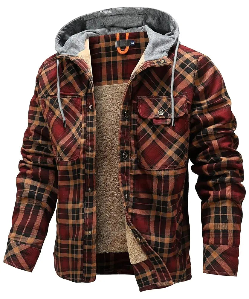 Fujian Men's Hooded Winter Jacket Sherpa Lined