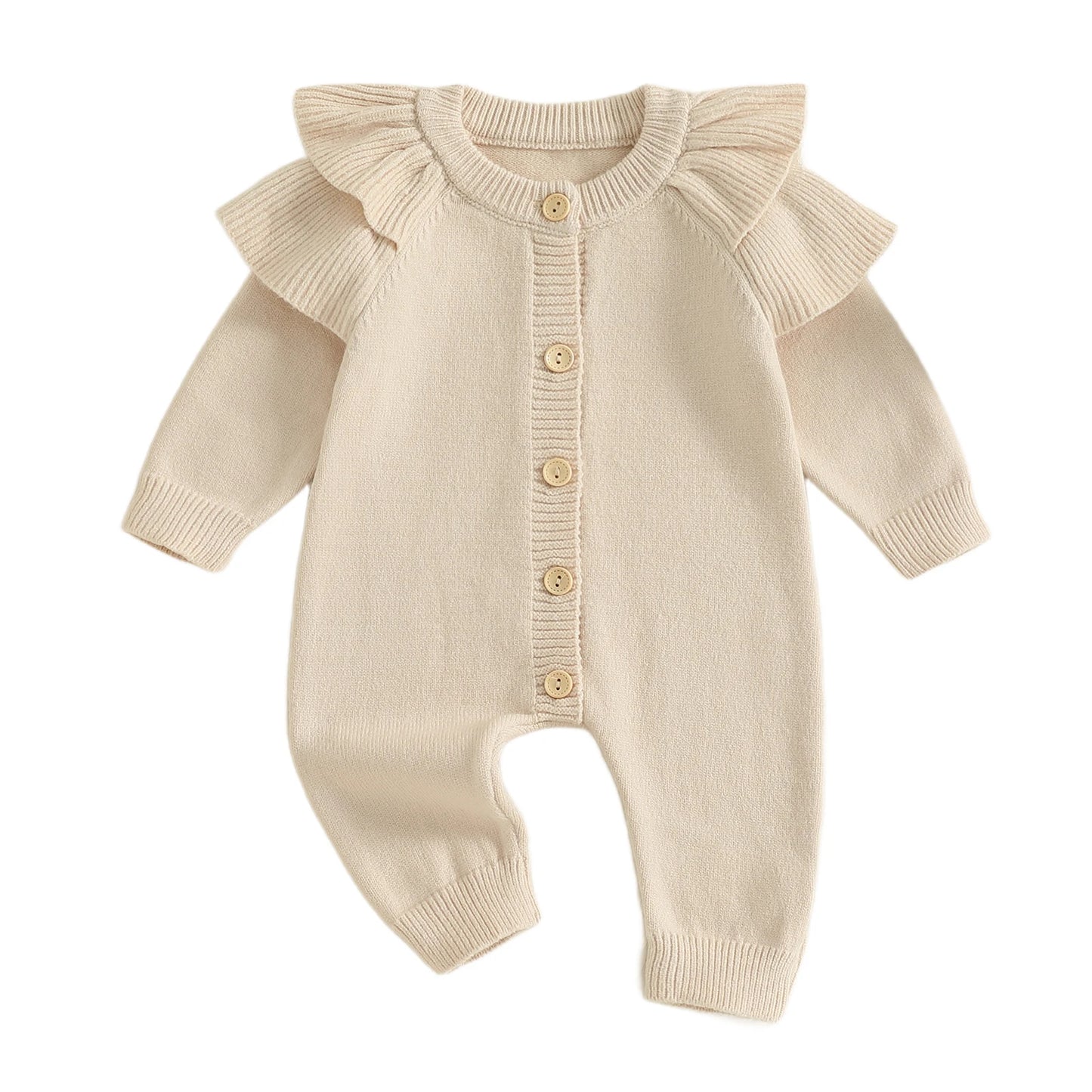 Toddler Winter Romper With Ruffle Detail And Cozy Knit