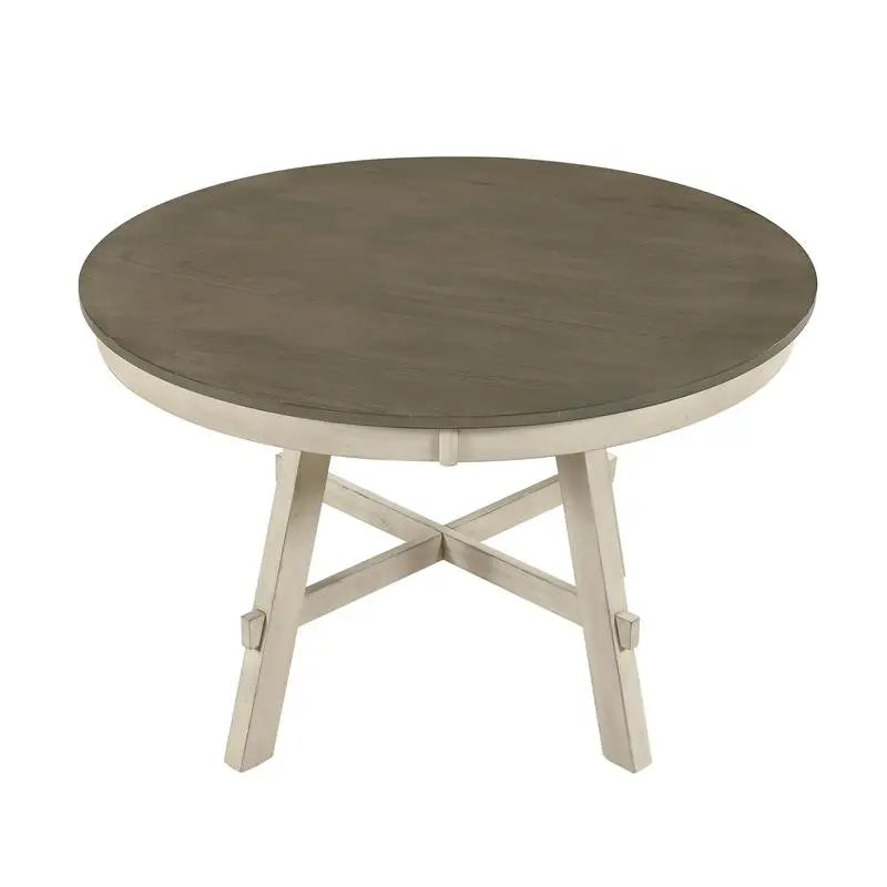 Contemporary Farmhouse Round Dining Set 5 Piece Table And 4 Chairs