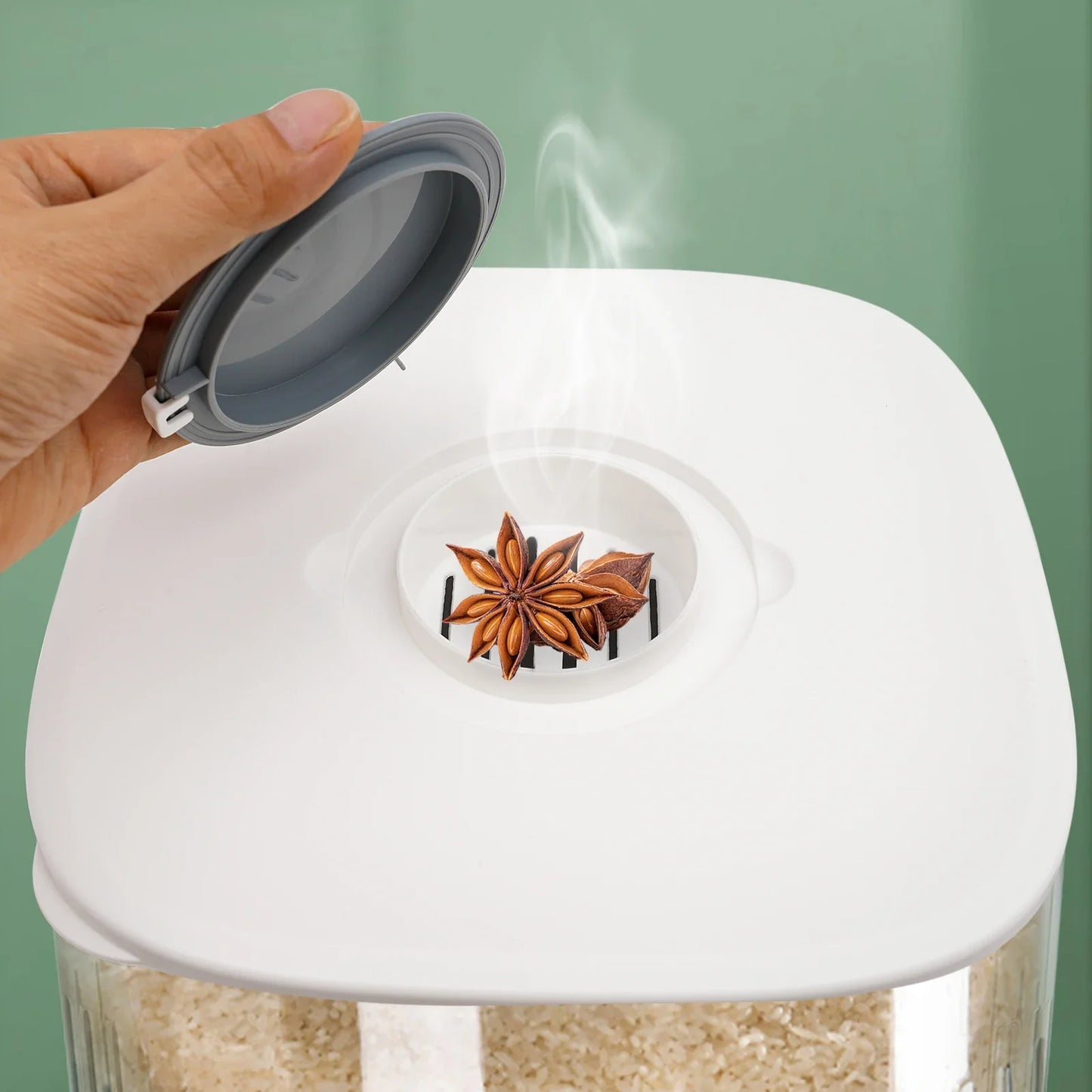 Rice Dispenser And Grain Storage Container With Rice Cup