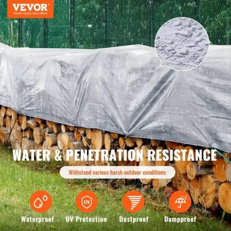 VEVOR Waterproof Tarp 10 Mil Poly Outdoor Tarpaulin For Versatile All Weather Use