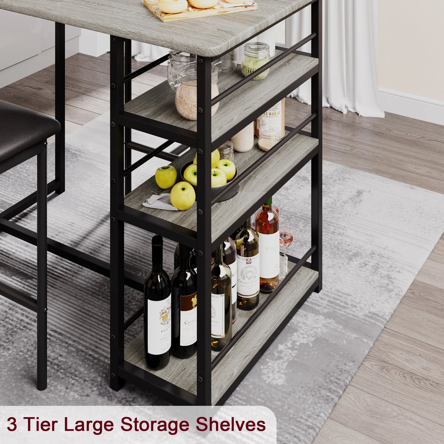 HobbyLane 3 Piece Dining Table Set With Shelves And Chairs