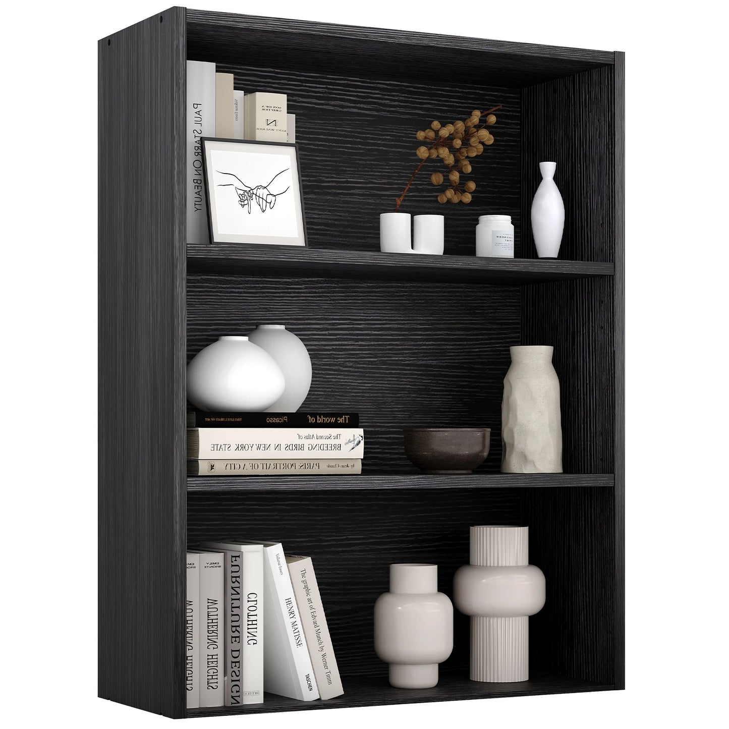 JHK 4 Tier Wooden Floor Shelf Bookcase Living Room Office