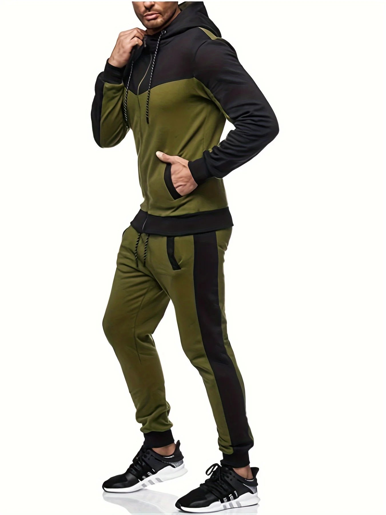 Autumn And Winter Men's Hooded Cardigan Set For Leisure Wear