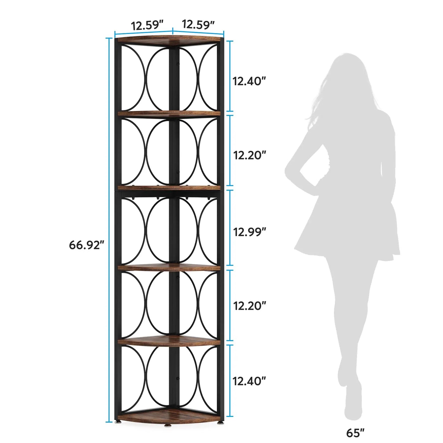 Tribesigns Tall Corner Bookcase 6 Shelf Storage Rack