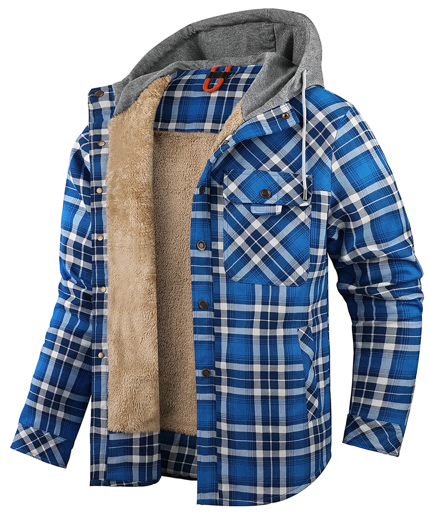 Fujian Men's Hooded Winter Jacket Sherpa Lined