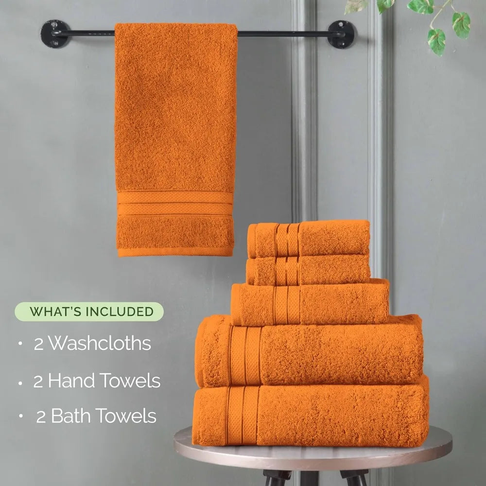 Turkish Cotton 6 Piece Towel Set Bath and Hand Towels