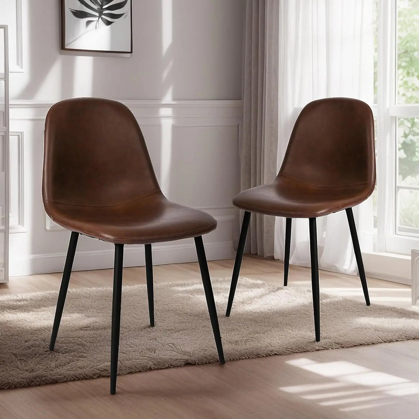 ZHUOTING Modern Dining Chairs Set of 4 Faux Leather Upholstered Seats