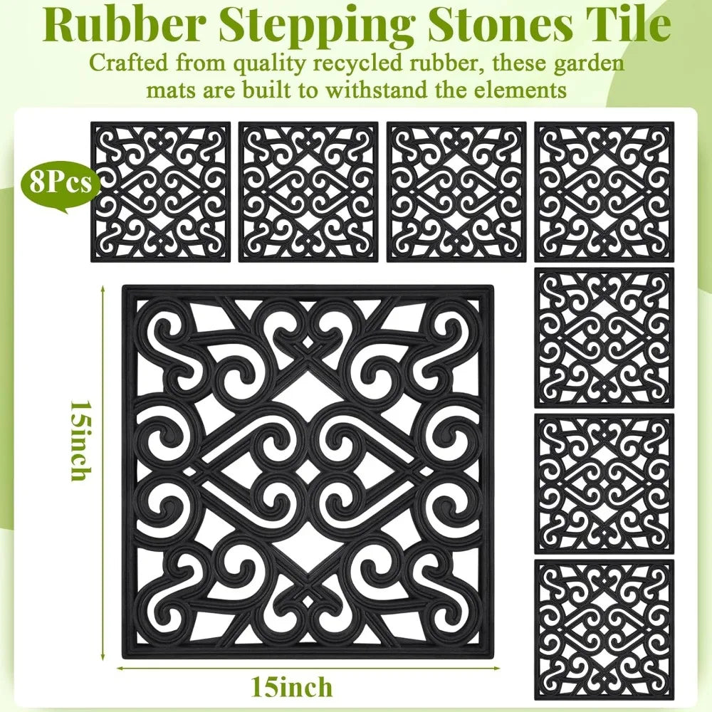 Pangda 8 Piece Rubber Stepping Stone Tiles For Outdoor Pathways