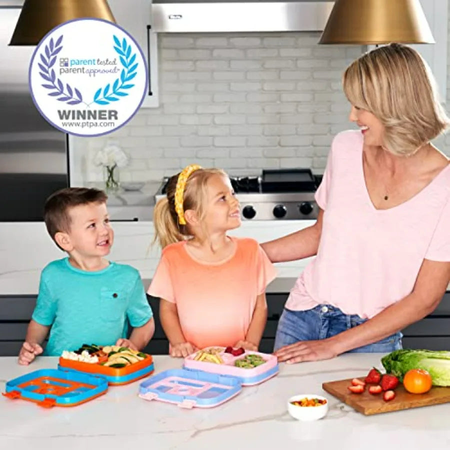 Kids Prints 5-Compartment Bento Lunch Box With Utensils