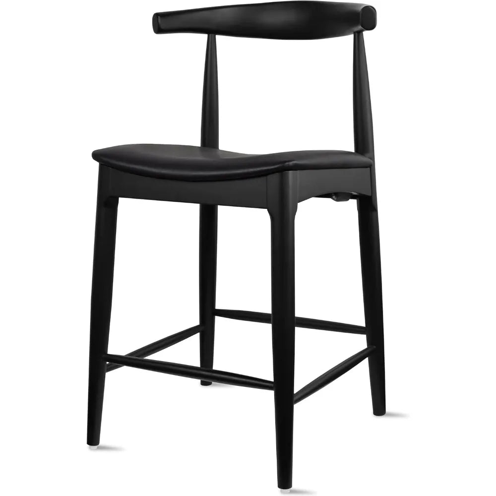 DAFIFY Solid Wood Farmhouse Counter Stools With PU Leather Cushions