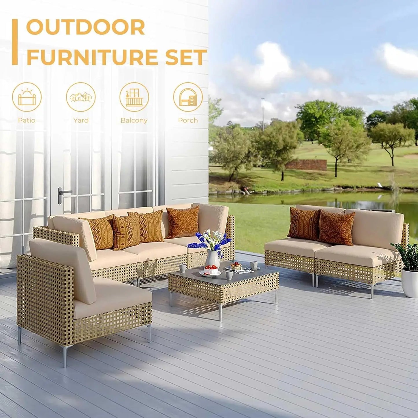Grand Patio Wicker Furniture Set Boho Outdoor Conversation