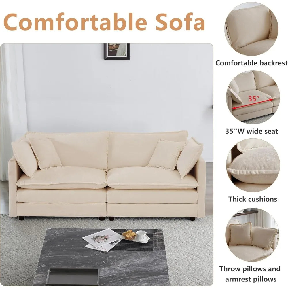 Luxury Chenille 2 Piece Sofa Set Modern Living Room Comfort