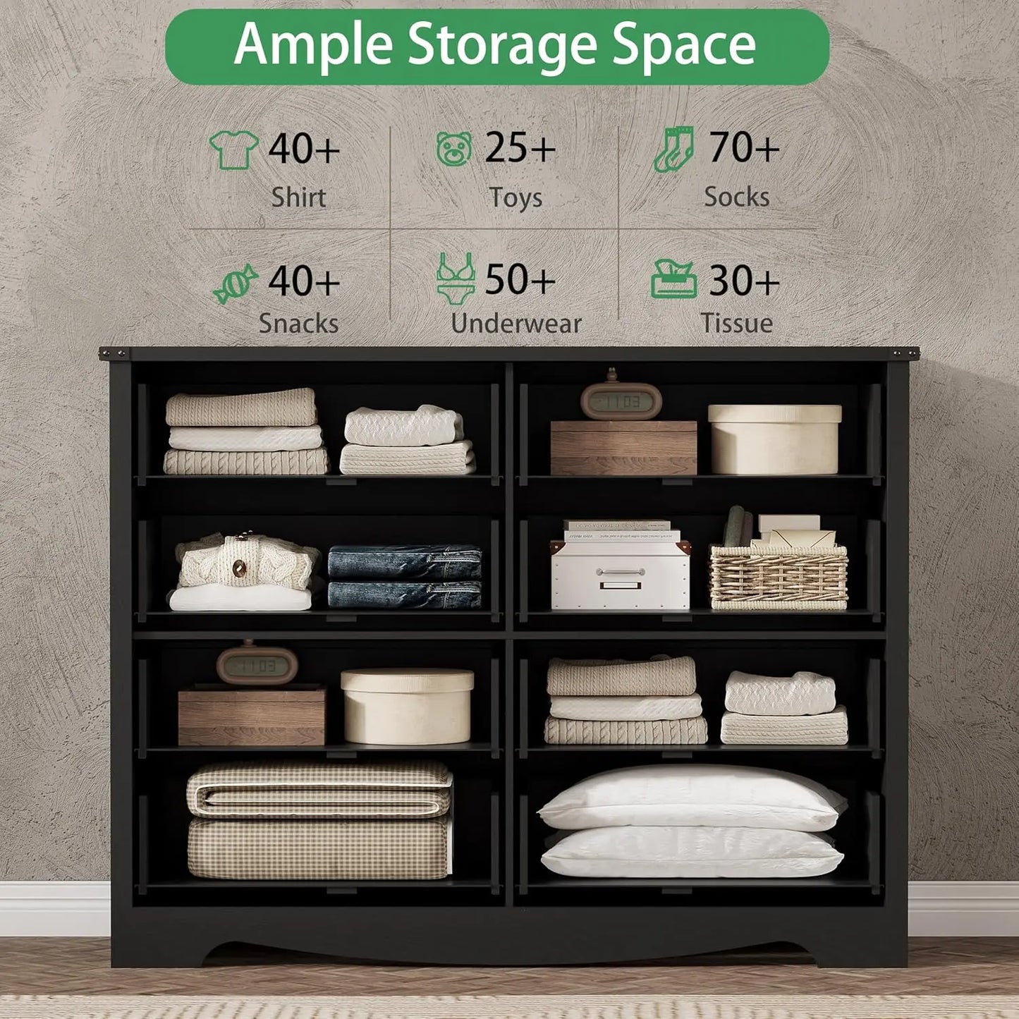 Eight-Drawer Dresser With Metal Handle Modern Wood Chest Bedroom