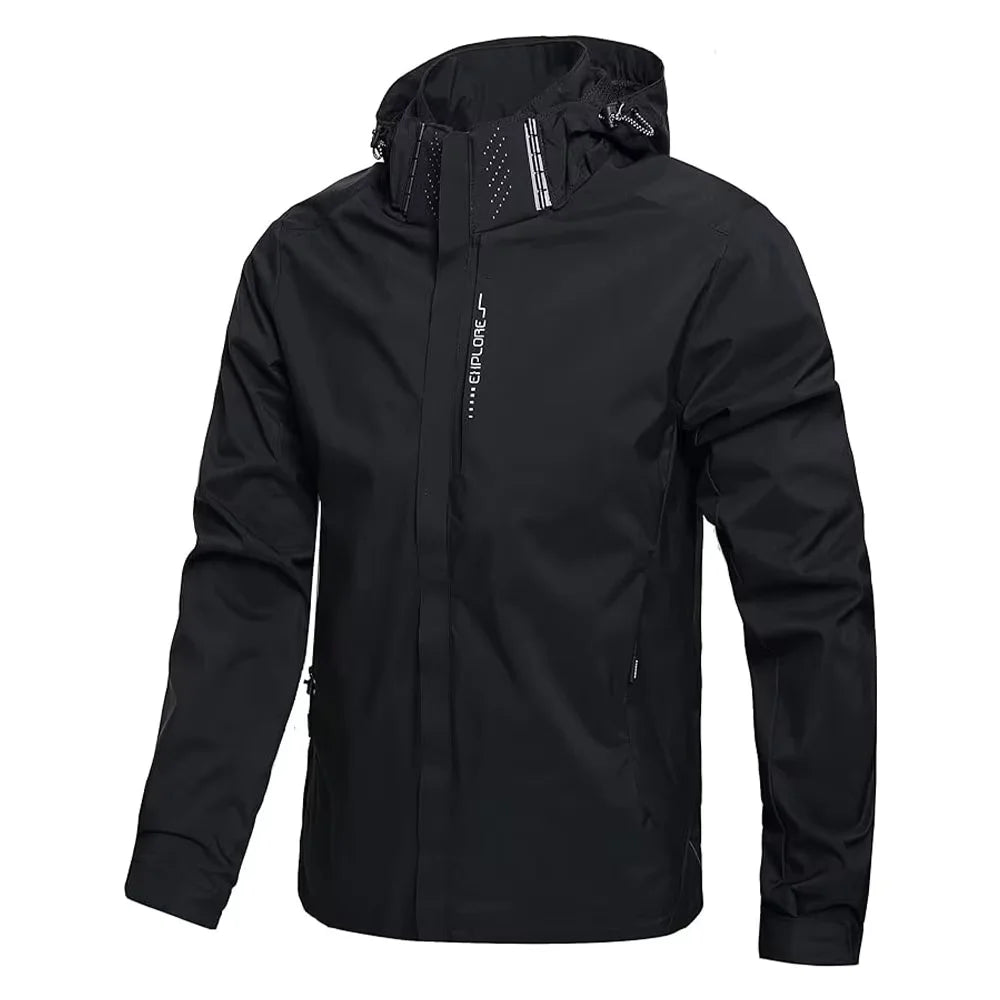 Lightweight Waterproof Hooded Rain Jacket For Men Outdoor Windproof