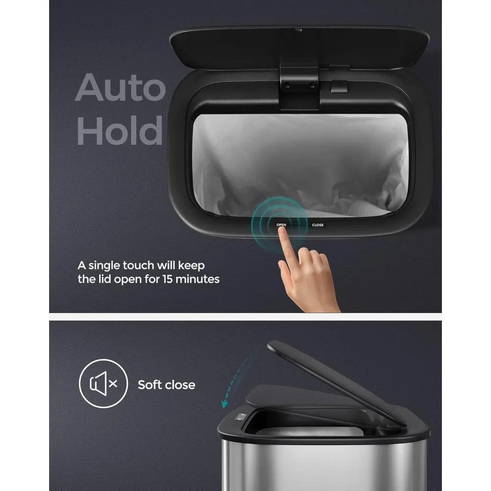 Motion Sensor Trash Can Auto Open With Soft Close Lid