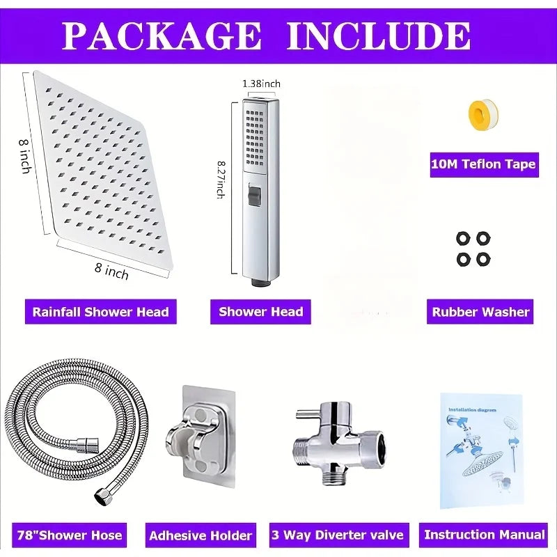 Rain Shower Head And Handheld Set With Three Modes