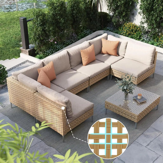 Grand Patio Wicker Furniture Set Boho Outdoor Conversation