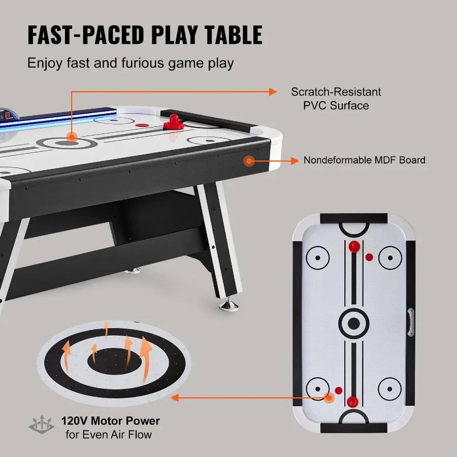 Air Powered Hockey Table Indoor LED Arcade Style Game