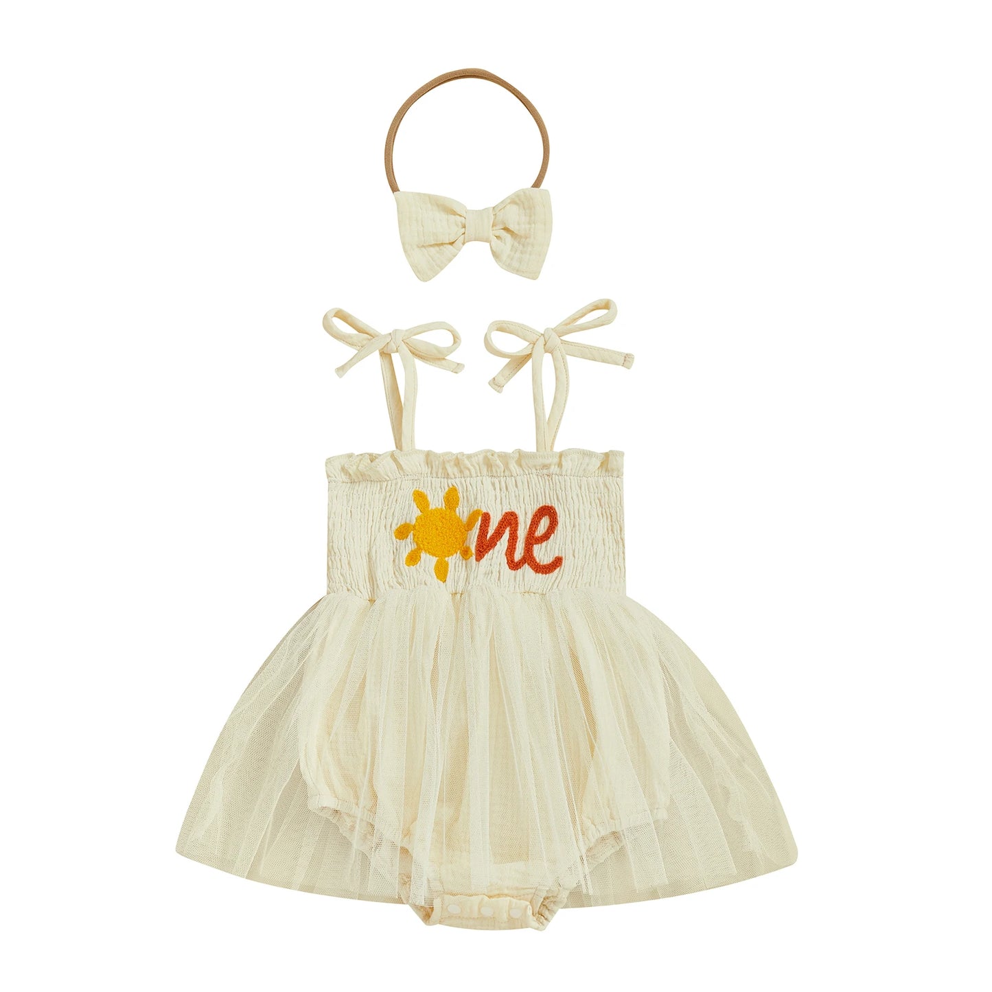 Adorable Baby Girl Floral Embroidered Romper With Headband
