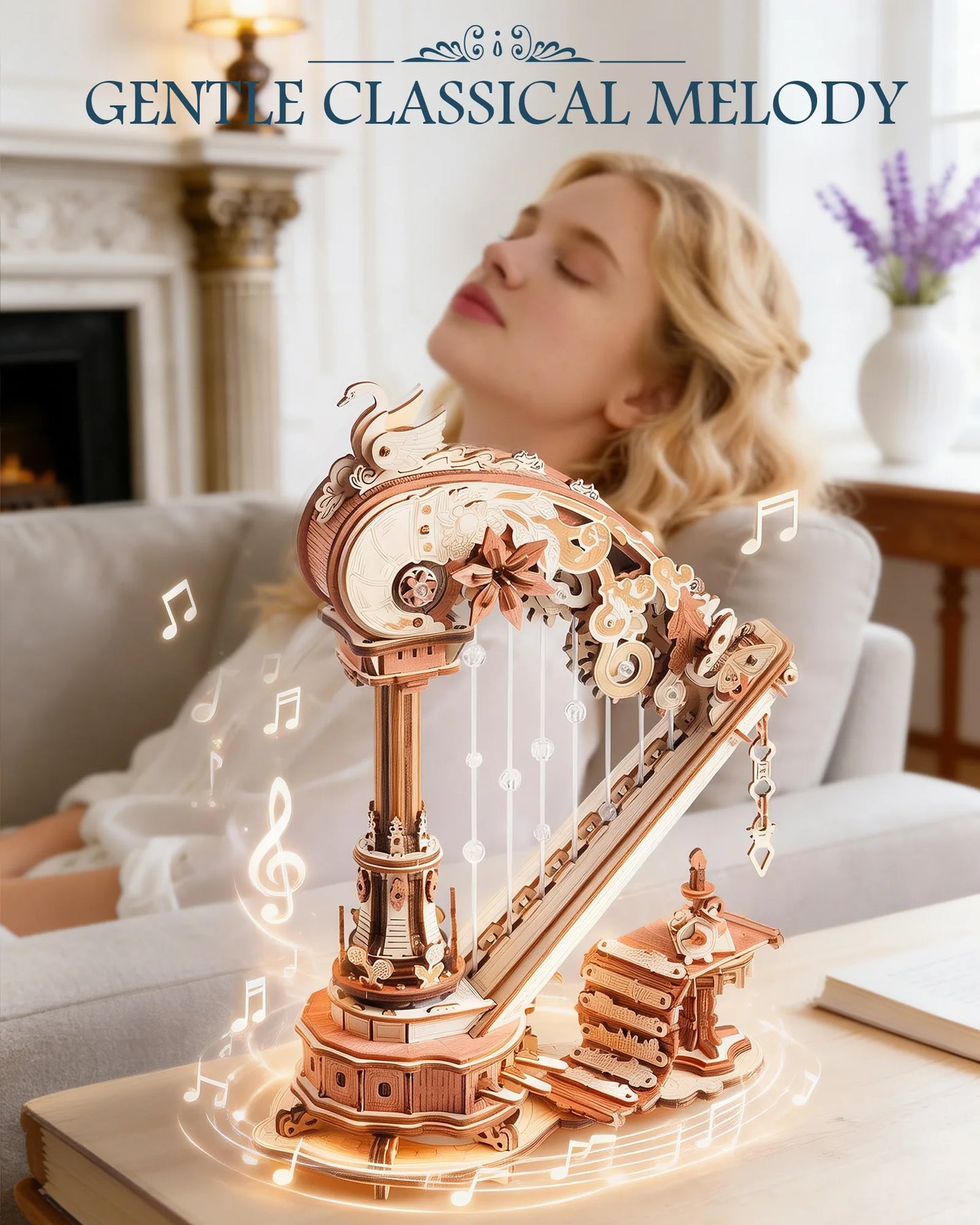 ROKR Magic Harp Music Box 3D Puzzle Kit Home Decor
