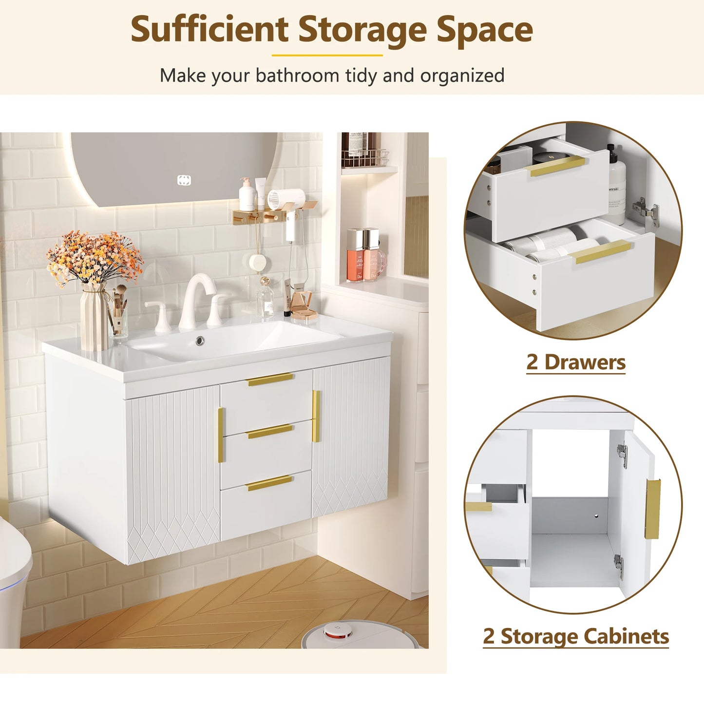 Sh.Kl Wall Mounted Bathroom Vanity With Sink