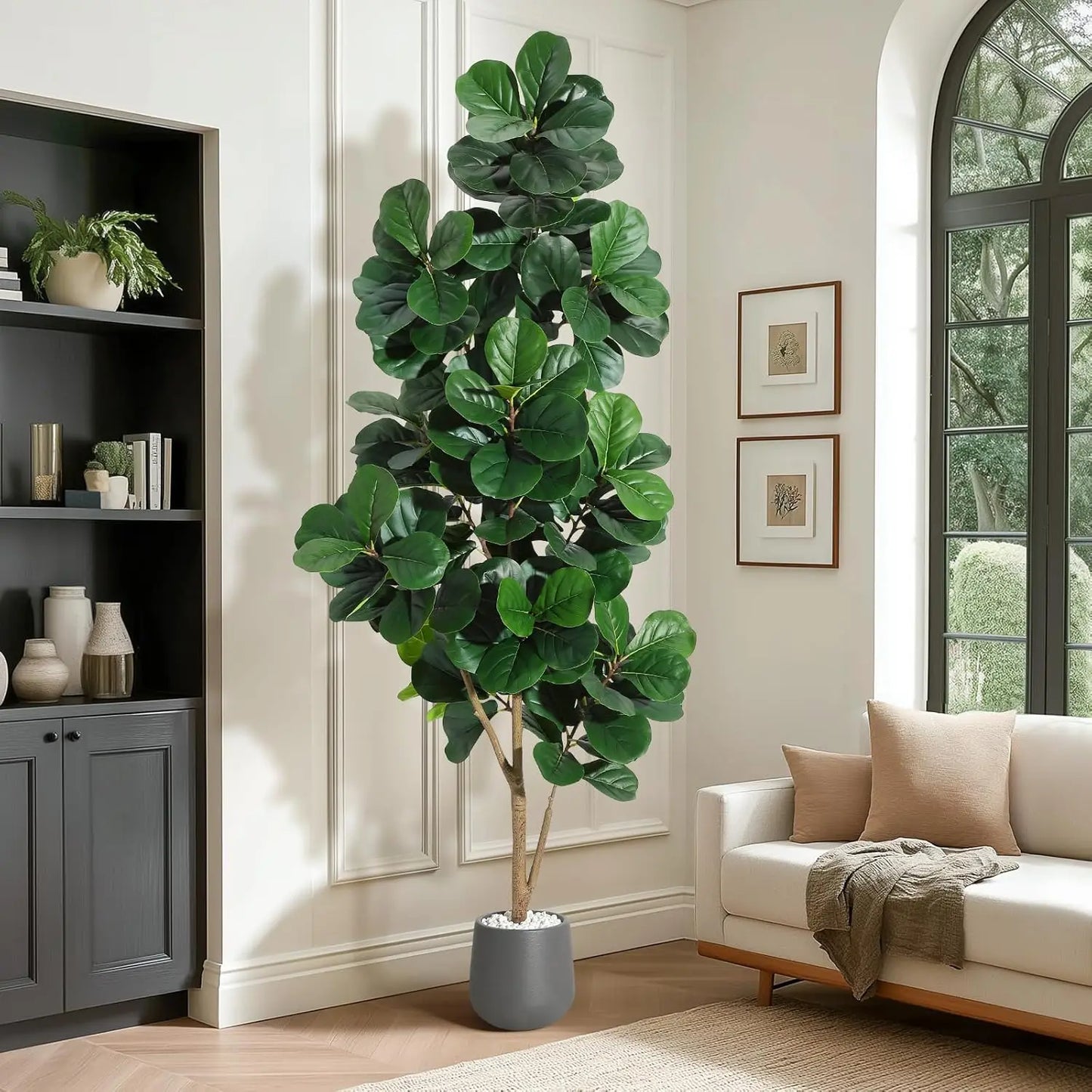 HiMISS Fiddle Leaf Fig Tree Artificial In White Planter Pot