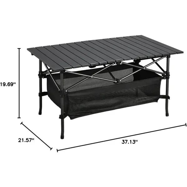 Roll-Up Bamboo Portable Beach Table With Carry Bag For Outdoors