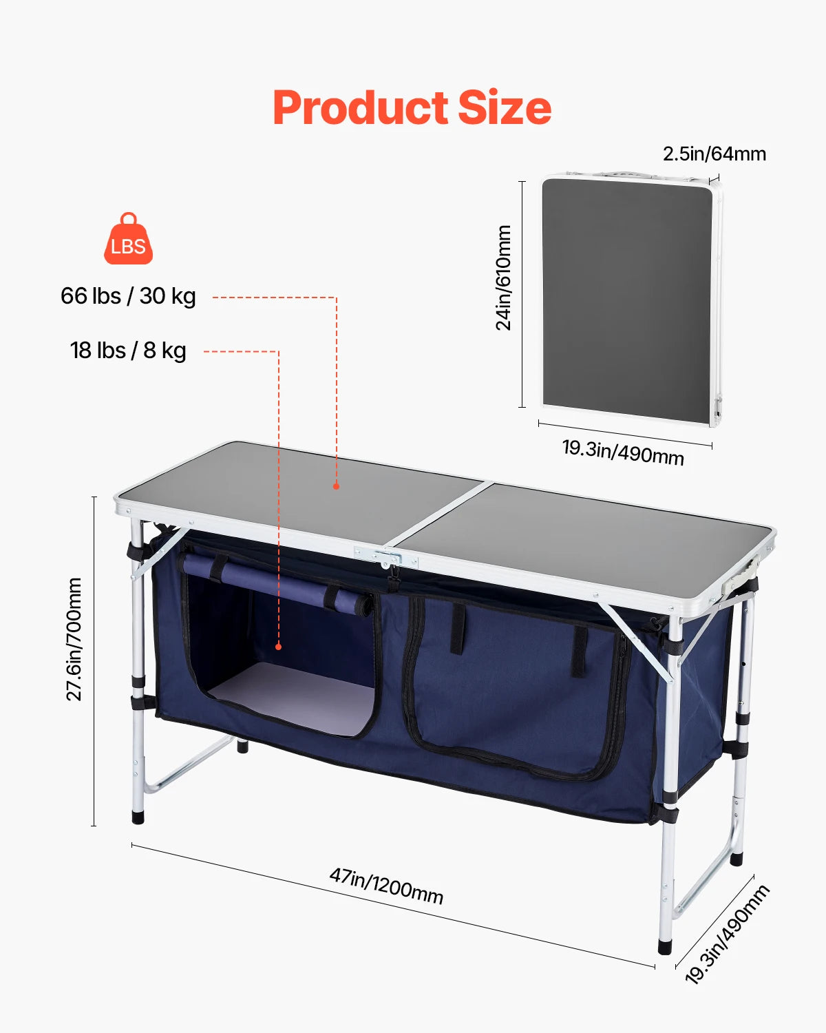 SucceBuy Aluminum Folding Camping Kitchen Table Outdoor Cook Station