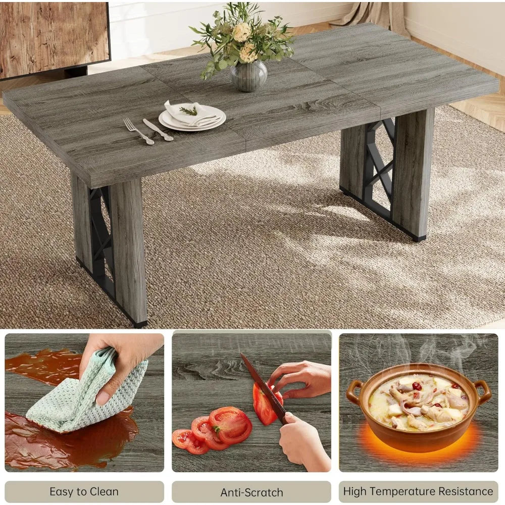 Angduo 3 Piece Dining Table Set Rectangular Table Benches