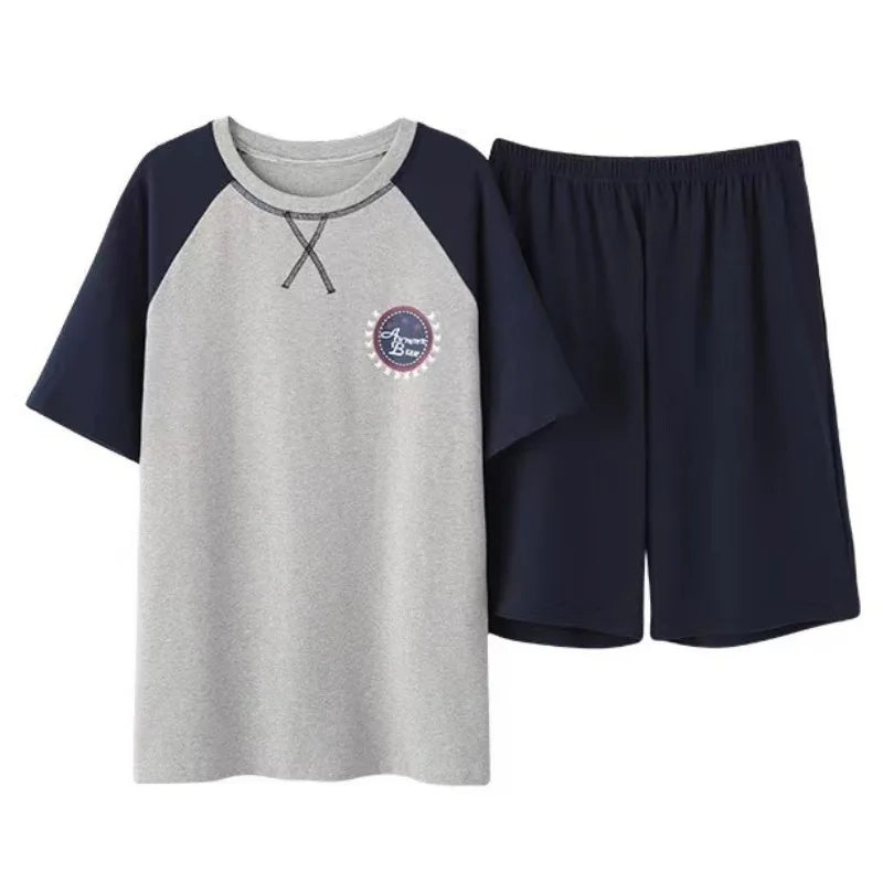 Cotton Men's Pajama Top And Bottom Set