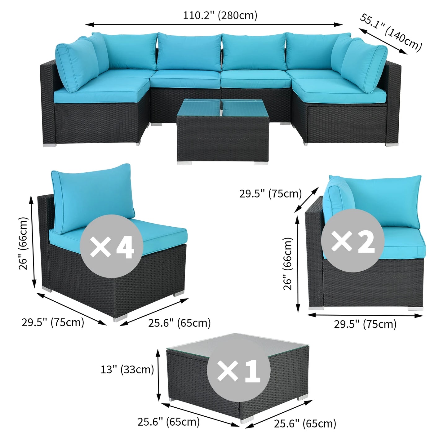 Naga Bahna Outdoor Sectional Sofa Set Rattan Wicker Patio