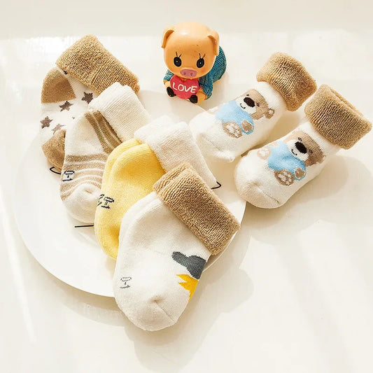 Sonkpuel Warm Cartoon Baby Socks 5 Pairs For Infants Toddlers