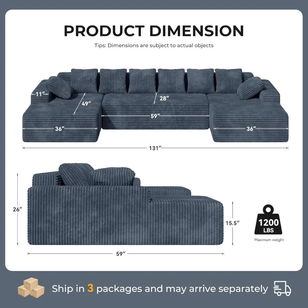 RBXC U Shaped Modular Cloud Sofa For Living Room Space