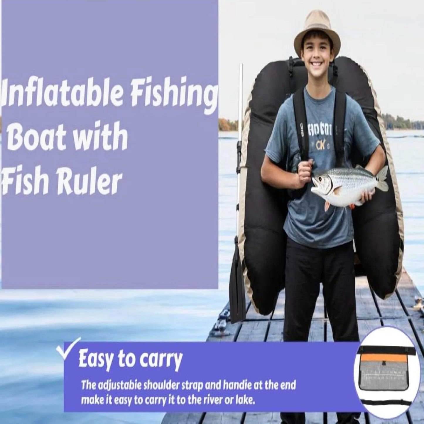 Outdoor Fishing Boat With Paddle And Storage Pockets