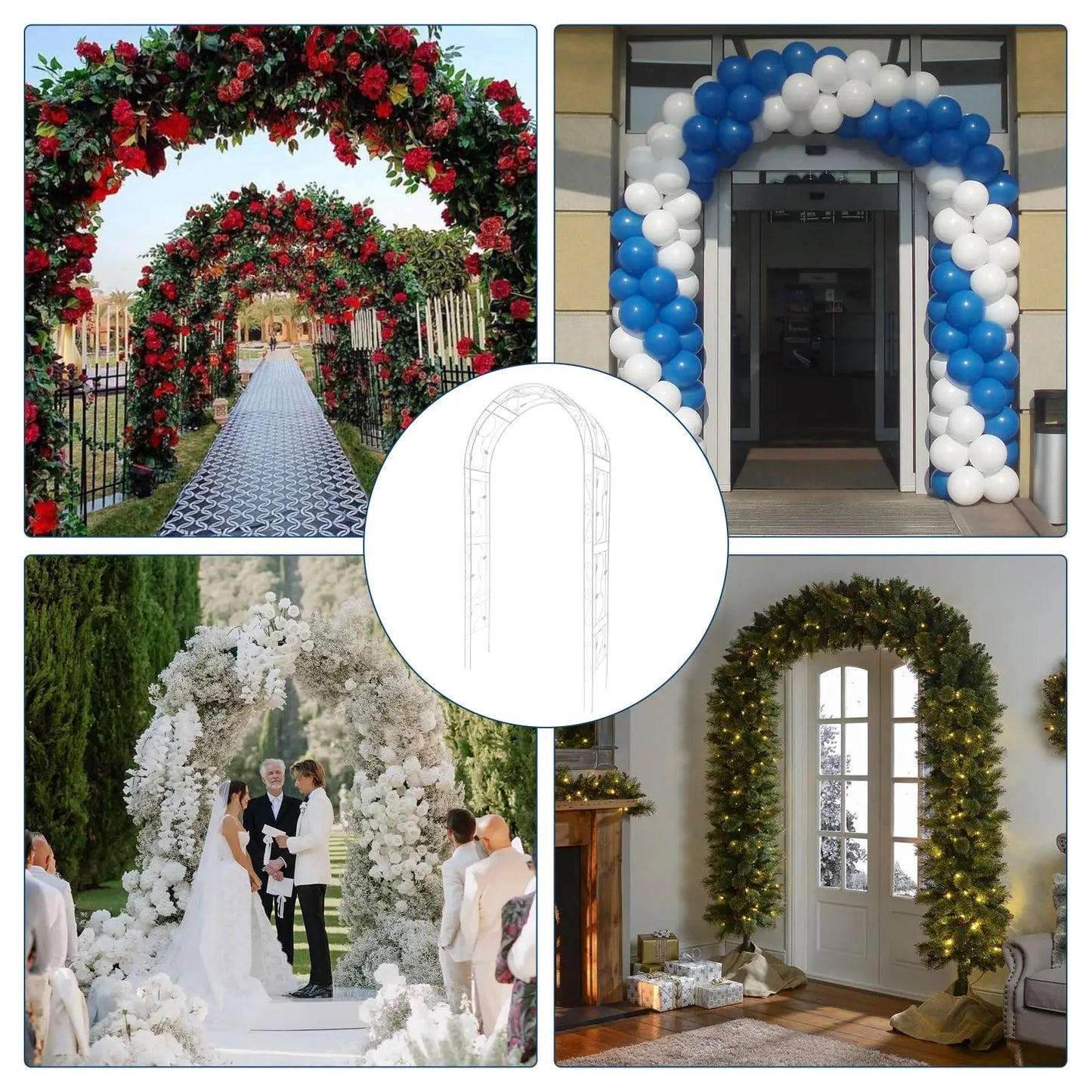 HiMISSCN Metal Garden Arch Arbor for Climbing Plants and Wedding Arches