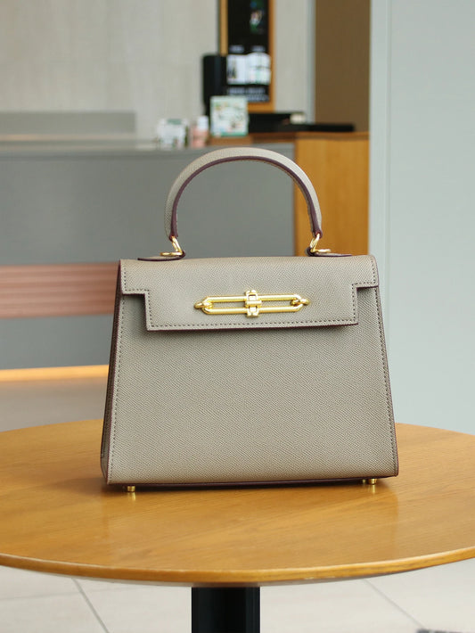 NONECN Palm Print Leather Handbag for Women Portable Luxury