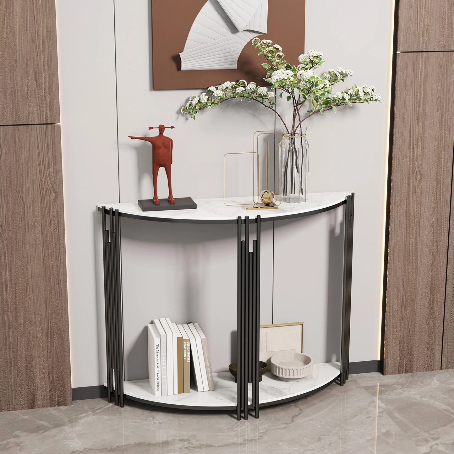 Wisfor Half Moon Marble Console Table for Entryway Living Room