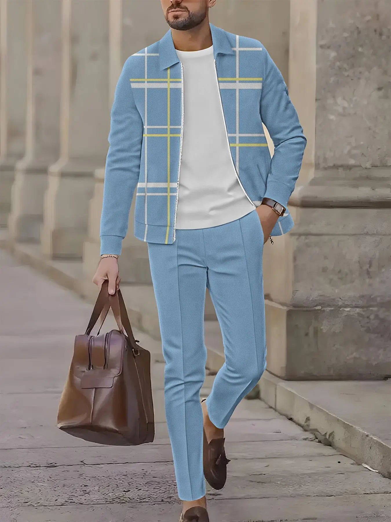 NONECN Men's 2-Piece European And American Sports Set
