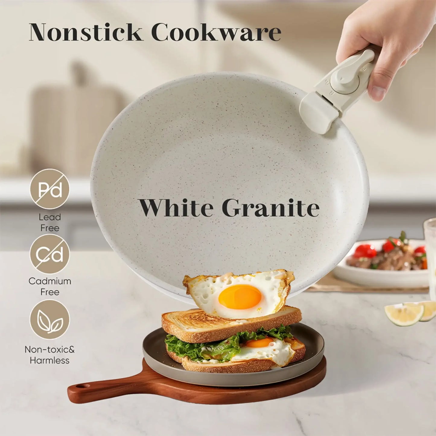 XMSJ 12Piece Nonstick Cookware Set With Detachable Handle
