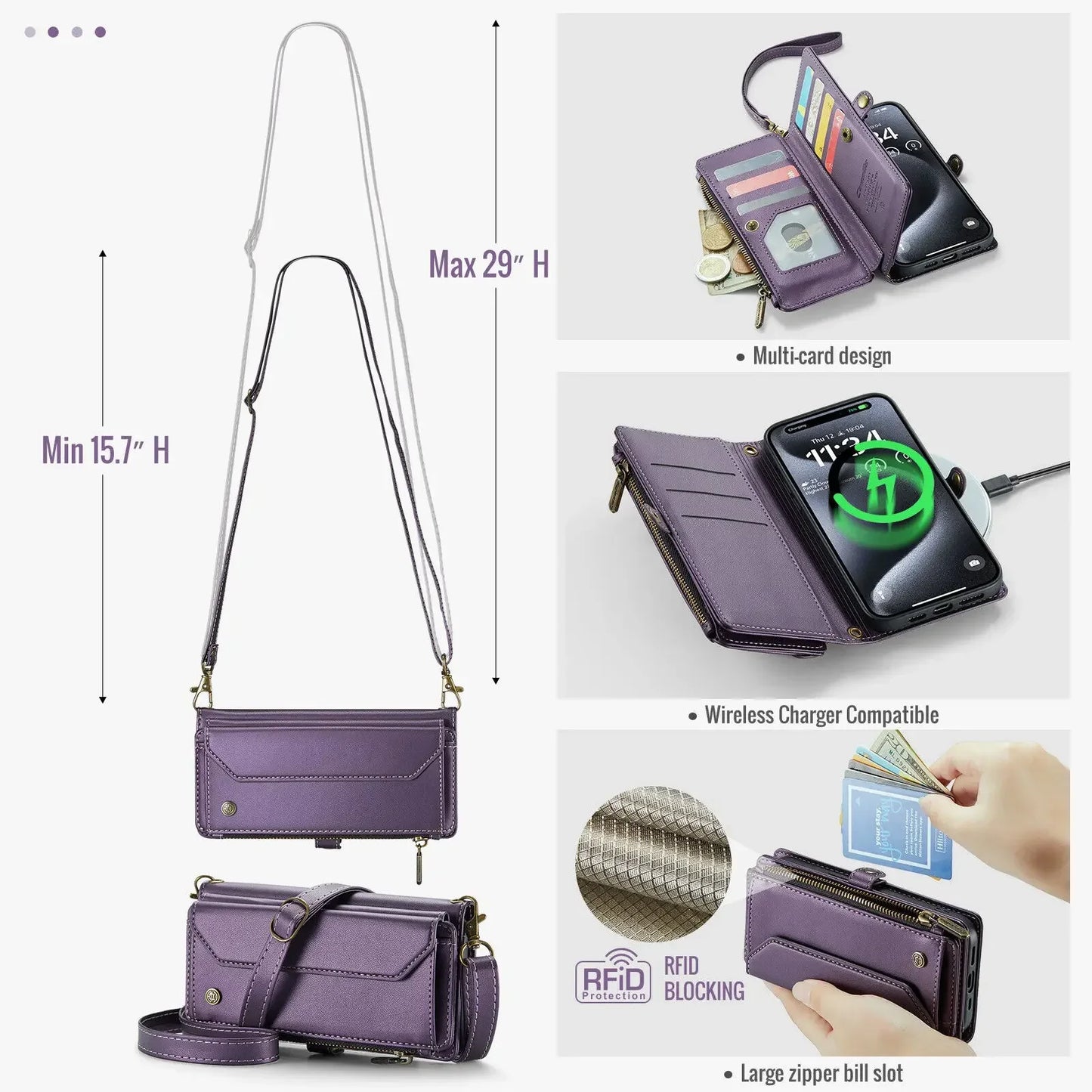 WeFor IPhone Wallet Crossbody Case Card Holder Pro Max